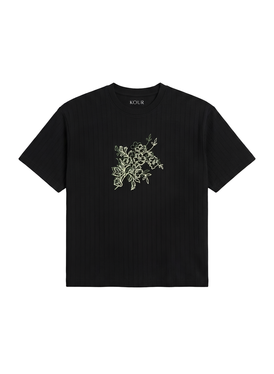 Printed Tee - Embroidered Floral