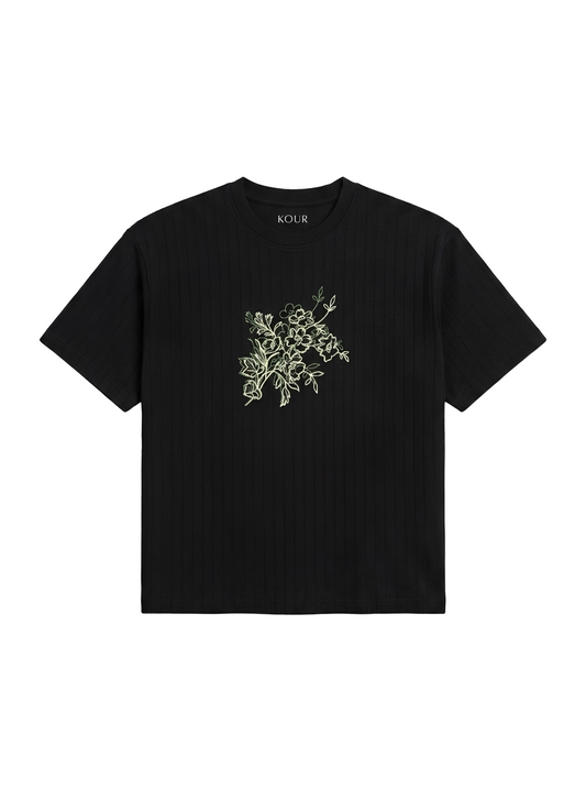 Printed Tee - Embroidered Floral